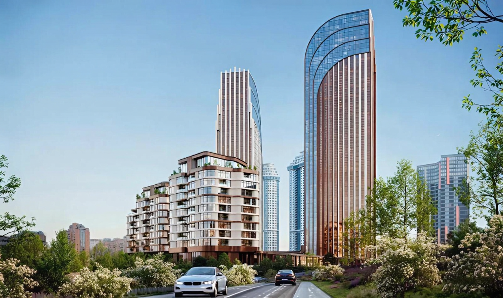 Первая визуализация небоскреба на Мосфильмовской: 49 этажей обтекаемого люкса