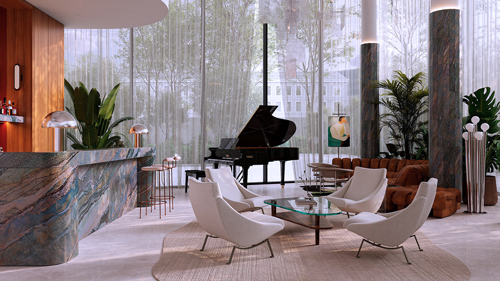 Просторная двухуровневая гостиная ЖК "Phantom"