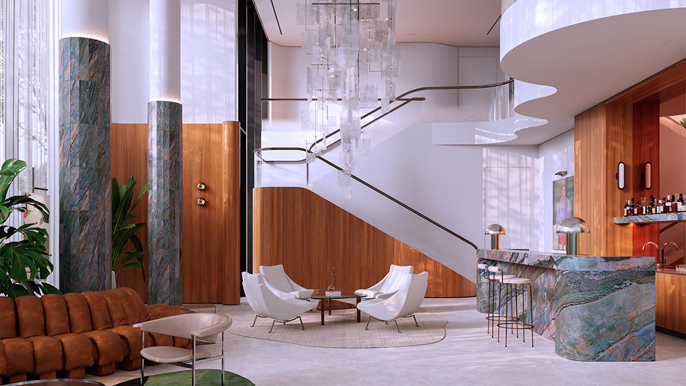 Отделка из карельского мрамора в ЖК "Phantom"